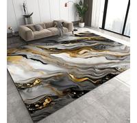 WTVBHF Tapis Abstrait en Marbre Coulant Gris Or, Tapis Moderne à Motif De Marquage à Chaud Irrégulier, Doux Et Antidérapant, Adapté Au Salon, à La Chambre à Coucher, Au Studio D'appartement-160x220cm