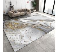WTVBHF Tapis Moderne De Luxe à Texture De Feuille d'Or De Marbre, Motif Fluide Plaqué Platine d'Art Abstrait, Doux Et Durable, Pour Couloir Intérieur Du Salon-60x100cm