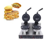 WTWTG Gaufrier à Hamburger, gaufrier à Glace en Acier Inoxydable, Presse à panini électrique antiadhésive, gaufrier à Hamburger, Plage contrôlable de 50 à 300 °C,Double