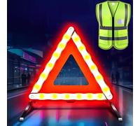 WTZWYFWJ 2in1 Kit Gilet de sécurité et Triangle,Gilet réfléchissant pour Moto et Support pour Triangle de signalisation,Triangles de Signalisation pour Auto,Triangle Réfléchissant