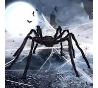 WTZWYFWJ Araignée Poilue,200cm Araignée D'halloween+60g Toile D'araignée+10 Mini Araignées,Araignée Noire Géante,Effrayant Ornement Fausse Araignée,Pour Halloween Jardin Intérieur Extérieur Decoration