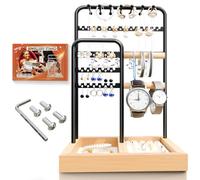 WTZWYFWJ Présentoir à Bijoux,Porte Bijoux Femme Pour Colliers,Presentoir Collier Avec Plateau Pour Boucles D'oreilles,Porte Bijoux Femme Pour Colliers, Bracelets, Boucles D’oreilles, Bagues(Noir)