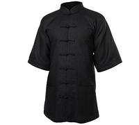 wu designs Lin (Lourd) Kung Fu & Tai Chi col Haut Manches Courtes - Taiji Combinaison, Noir, Körpergröße: 185cm