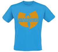 Wu-Tang Clan Text Logo Homme T-Shirt Manches Courtes Bleu XL, 100% Coton, Regular/Coupe Standard