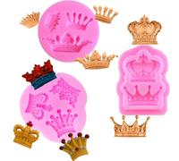 wuajia Lot de 3 mini moules en silicone 3D en forme de couronne pour fondant, chocolat, bonbons, pâtisserie, pâte d'amande, pâte à sucre, glaçons, pour décoration de gâteaux
