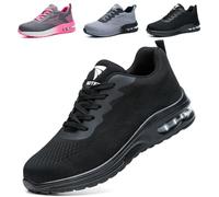 WUAYAMI Chaussures de Sécurité Hommes Femmes Baskets de Secruite Légère Chaussure de Travail Confortable Respirantes Chaussure de Chantier Antidérapantes, Noir, 46 EU