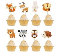 WUBAYI 24 Top-Cupcakes Animaux de la Forêt - Décorations Non Comestibles pour Anniversaires Enfants et Fêtes Bébé