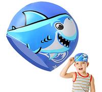 WUBAYI Bonnet de bain unisexe pour enfants - Bonnet de bain imperméable - Élastique - Motif dessin animé - Bleu