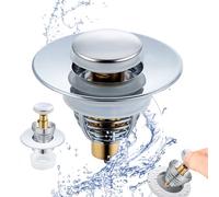 WUBAYI Bouchon d'évier universel de rechange avec filtre pour trous de vidange de 32 à 42 mm, filtre d'évier de type poussoir pour cuisine et salle de bain, lavabo