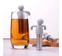 WUBAYI Infuseur à thé pour thé en vrac - En acier inoxydable - Maille extra fine - Avec poignée en silicone - Gris