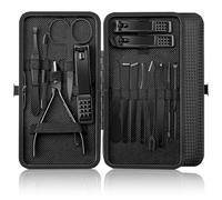 WUBAYI Kit de manucure 15 pièces - Coupe-ongles en acier chirurgical et kit de pédicure avec étui de voyage de luxe - Kit de manucure professionnel - Outils de toilettage