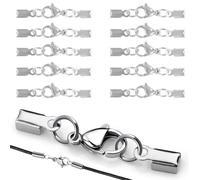 WUBAYI Lot de 10 embouts de cordon en acier inoxydable avec fermoirs mousquetons - Hypoallergéniques et ne ternissent pas pour colliers et bracelets (33 x 5 mm)