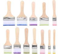 WUBAYI Lot de 12 pinceaux plats avec manche en bois pour peinture à l'huile, acrylique et aquarelle