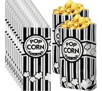 WUBAYI Lot de 120 sacs à popcorn jetables en papier noir - Parfaits pour les soirées cinéma, les collations de carnaval, les bars et les machines à popcorn - Durable, de qualité alimentaire et