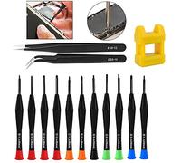 WUBAYI Lot de 14 petits tournevis pour lunettes avec 2 pinces, un magnétiseur et un sac de rangement pour lunettes, téléphone, électronique, bijoux, montre