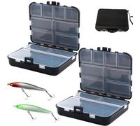 WUBAYI Lot de 2 boîtes de rangement à double couche, 12 compartiments avec poignée et séparateurs réglables, organisateur d'accessoires de pêche pour appâts