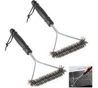WUBAYI Lot de 2 brosses de nettoyage pour barbecue et barbecue, poils en acier inoxydable pour le nettoyage du gril, des poêles de four et des grilles de refroidissement - Brosse métallique robuste et