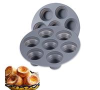 WUBAYI Lot de 2 moules à muffins profonds et Jumbo ronds en silicone pour 7 cupcakes - Moule à cupcakes anti-adhésif - 18 x 18 x 3 cm