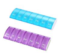 WUBAYI Lot de 2 piluliers hebdomadaires - Pilulier de 7 jours pour vitamines, suppléments et médicaments, étui à médicaments portable pour le rangement de voyage