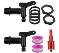 WUBAYI Lot de 2 robinets de citerne d'eau - Kit de robinet avec coupe-trou et robinet de baril de pluie pour lotissements et serres