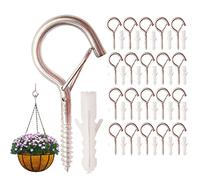WUBAYI Lot de 20 Crochets à Vis pour Guirlandes Lumineuses Extérieur - Avec Boucle Coupe-Vent - Pour Plantes, Décoration Noël, Mangeoires - Jardin, Bois, Balcon