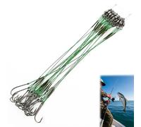 WUBAYI Lot de 20 hameçons de pêche Bas de ligne en acier carbonique résistant Ardillon pour eau douce/salée