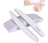 WUBAYI Lot de 20 limes à ongles grises pour ongles naturels - Double grain 100/180 émeri, outils de manucure demi-lune pour lisser et enlever le vernis