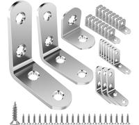 WUBAYI Lot de 28 équerres d'angle en forme de L en acier inoxydable pour bois, 15 x 20 mm, 15 x 25 mm, 15 x 30 mm, avec 81 vis, pour fixer et réparer meubles, étagères, fenêtres et armoires