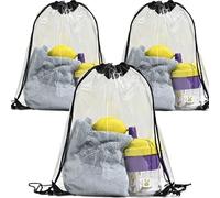 WUBAYI Lot de 3 sacs à dos en PVC transparent avec cordon de serrage - 34 x 42 cm - Étanche - Pour sport, natation, voyage