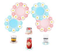 WUBAYI Lot de 4 Dessous de Verre en PVC Doux Marguerite - Dessous de Verre antidérapant Mignon Marguerite - Tapis de Bol de Table
