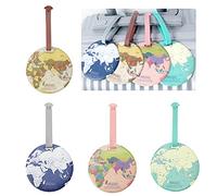 WUBAYI Lot de 4 étiquettes de bagage avec carte du monde - Avec étiquette d'adresse - Étanche - Pour sacs de voyage, valises, sacs à dos