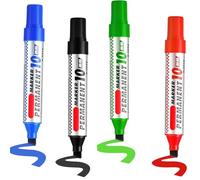 WUBAYI Lot de 4 marqueurs permanents à séchage rapide, imperméables et résistants aux taches pour verre, plastique, métal et bois - Pointe biseautée de 3 à 10 mm pour un marquage audacieux et précis