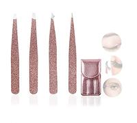 WUBAYI Lot de 4 pinces professionnelles en acier inoxydable pour épilation des sourcils, des échardes et des poils incarnés, points noirs, cils