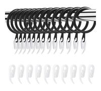 WUBAYI Lot de 50 anneaux de rideaux en métal et crochets en plastique, diamètre intérieur de 30 mm, pour rideaux et tringles, accessoires, anneaux de suspension et crochets en plastique