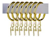 WUBAYI Lot de 50 anneaux et crochets en laiton pour rideaux et tringles de 30 mm de diamètre intérieur (doré)