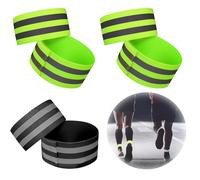 WUBAYI Lot de 6 brassards réfléchissants pour la course à pied et le cyclisme - Brassards réfléchissants avec crochet et boucle réglables, bandes de sécurité haute visibilité pour le jogging de nuit