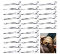WUBAYI Lot de 60 pinces à cheveux en forme de bec de canard - Petites pinces à cheveux plates pour coiffer et séparer - Métal antirouille de 3,8 cm avec trous, salon, nœuds à faire soi-même - Argenté