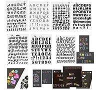 WUBAYI Lot de 7 pochoirs de calligraphie en plastique pour travaux manuels, peinture, peinture, dessin, journal, scrapbooking