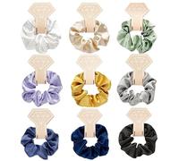 WUBAYI Lot de 9 chouchous en satin - Élastiques à cheveux en soie pour femme, ensemble de chouchous en satin de 9 couleurs, élastiques à cheveux doux pour queues de cheval et chignons