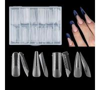 WUBAYI Lot de 96 moules à ongles transparents - 4 styles - Pour les constructeurs de gel et les pointes d'ongles - Parfait pour les fêtes, les mariages, les anniversaires - Manucure d'art