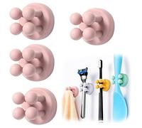 WUBAYI Support de rasoir sans perçage, support de brosse à dents, rasoir de rasage pour femme, support adhésif de douche, porte-stylo autocollant, pince à serviette (rose)