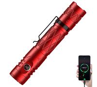 WUBEN Lampe de poche LED E12R - Avec fonction Power Bank - Rechargeable - USB C - Sortie USB - 1200 lumens - Étanche - 6 modes - Pour le camping et l'extérieur - Avec diffuseur (rouge)