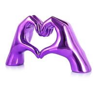 WUBIANJIE Statue de doigt d'amour galvanisée en forme de cœur, décoration d'art moderne, décoration créative de table de mariage et de maison dans des couleurs vives (violet)