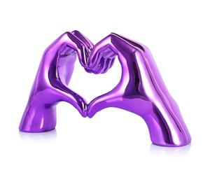 WUBIANJIE Statue de doigt d'amour galvanisée en forme de cœur, décoration d'art moderne, décoration créative de table de mariage et de maison dans des couleurs vives (violet)
