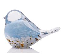 WUBIANJIE Statue d'oiseau en verre soufflé à la main - Presse-papier - Pour salon, chambre à coucher, bibliothèque, table basse - Décoration d'intérieur (bleu)
