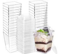 Wubushan Verrines en plastique 160ml, 30Pcs Verrine plastique aperitif, Verrine dessert, Verrine ronde pour présenter des recettes de desserts, tiramisu