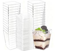 Wubushan Verrines en plastique 160ml Sans cuillère, 30Pcs Verrine plastique aperitif, Verrine dessert, Verrine ronde pour présenter des recettes de desserts, tiramisu