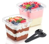 Wubushan Verrines en plastique 360ml, 50Pcs, Verrine Plastique Aperitif, Boite a Tiramisu, Coupelle Plastique, Verrine Dessert pour tiramisu