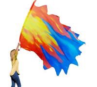Wucheal Drapeau prophétique léger en mousseline de soie flexible de 133 x 114 cm, drapeaux de danse du feu rage, drapeaux polygonaux d'eau bénite pour la danse du culte SH# Jaune, rouge, bleu
