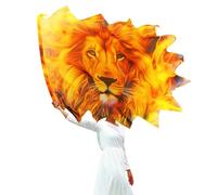 Wuchieal Drapeau de culte léger en mousseline de soie, 133 x 114 cm, drapeau de danse prophétique avec motif de flamme de lion pour ministère d'église, rouge, blanc, noir